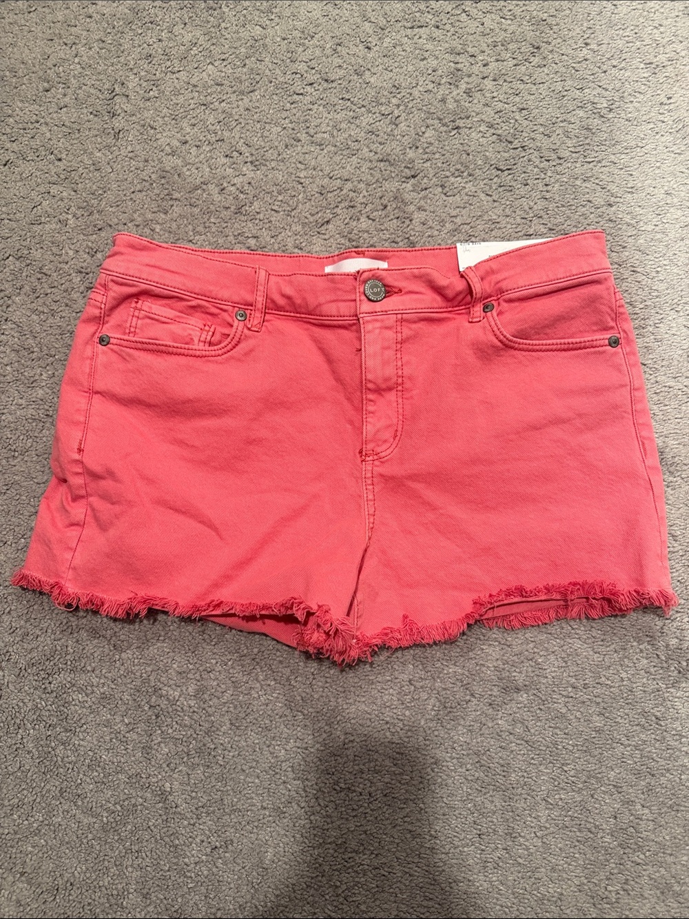 Loft Women's Salmon Frayed Hem Denim Shorts